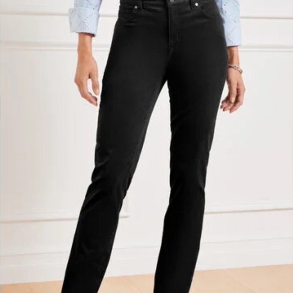 Talbot Womens Pants 8P Black Corduroy Straight Leg High Rise